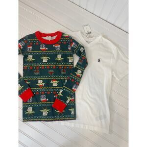 Ralph Lauren V-Neck T-Shirt & Hanna Andersson Long Sleeve PJ Top Size 8 YO